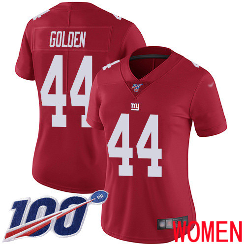 Women New York Giants 44 Markus Golden Red Limited Red Inverted Legend 100th Season Football NFL Jersey